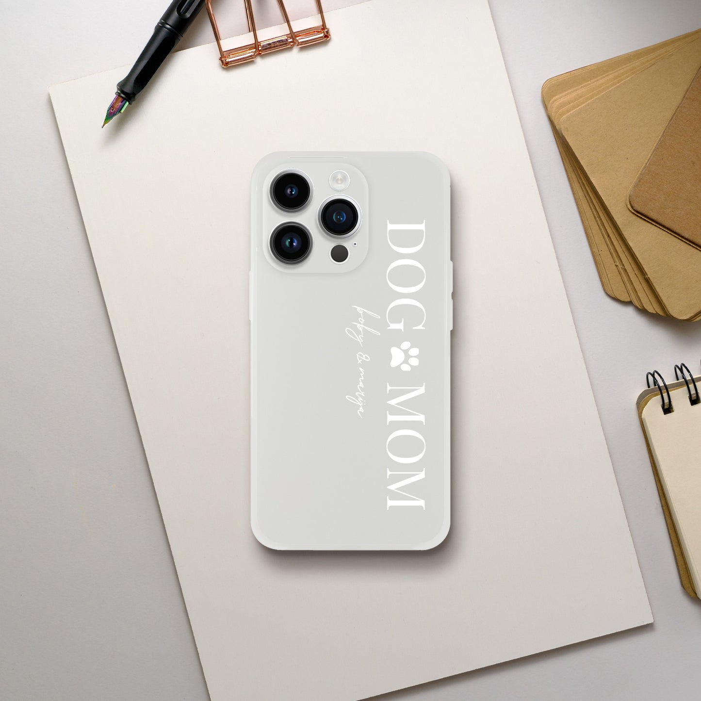 Flexi Case Smartphone - [DOG MOM] White